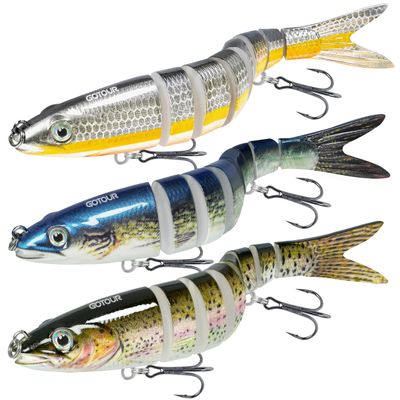 GOTOUR Fishing Lures for Freshwater or Saltwater, Easy to Use for Family Fishing Beginner and Pros, Most Lifelike Jointed Swimbait for Almost All FishesSlow Sinking Bass Pike Panfish Walleye Lures
