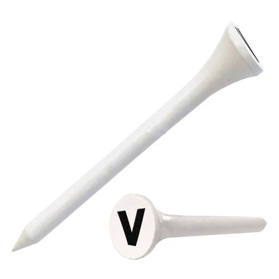 Clip Wipes Golf Tees 2 (100/Pack) Custom TEECUP Imprint - Personalized Monogram Initial Letters (A-Z) (WHT-BLK-V)