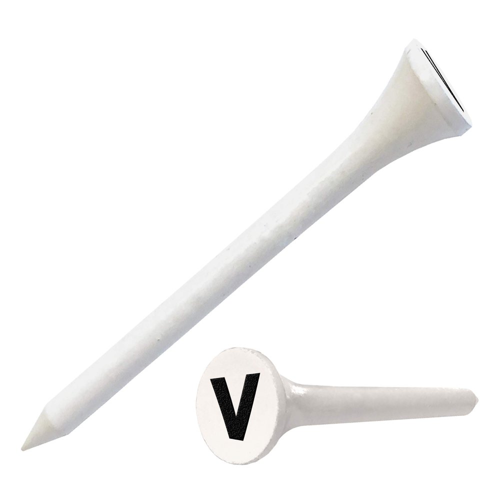 Clip Wipes Golf Tees 2 (100/Pack) Custom TEECUP Imprint - Personalized Monogram Initial Letters (A-Z) (WHT-BLK-V)