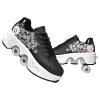 Double-Row Deform Wheel Automatic Walking Shoes Invisible Deformation Roller Skate 2 in 1 Removable Pulley Skates Skating Parkour (Black Powder, US 10.5) view 1