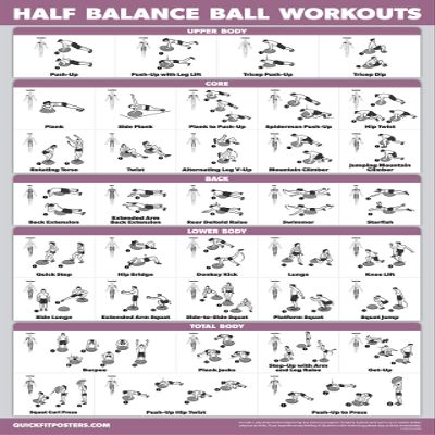 Palace Learning Half Balance Ball Workout Poster - Exercise Chart (LAMINATED, 18" x 24")