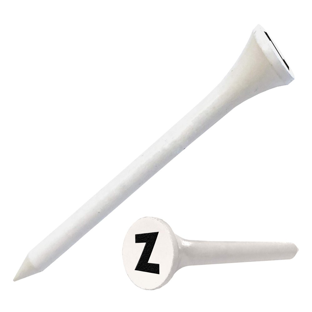 Clip Wipes Golf Tees 2 (100/Pack) Custom TEECUP Imprint - Personalized Monogram Initial Letters (A-Z) (WHT-BLK-Z)