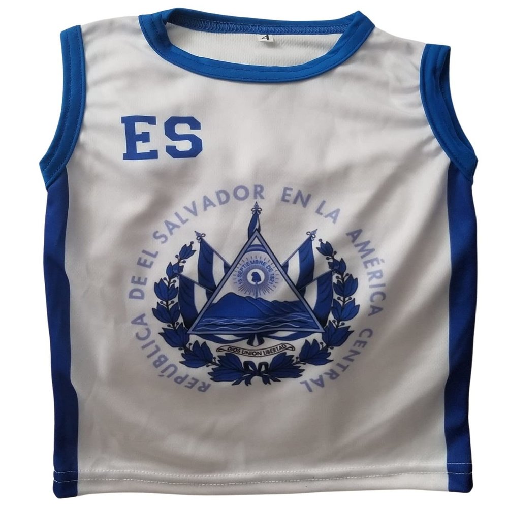 El Salvador National Team Jersey for Baby's - Camisa Seleccion de El Salvador para Bebes (Blanco, Talla 4)