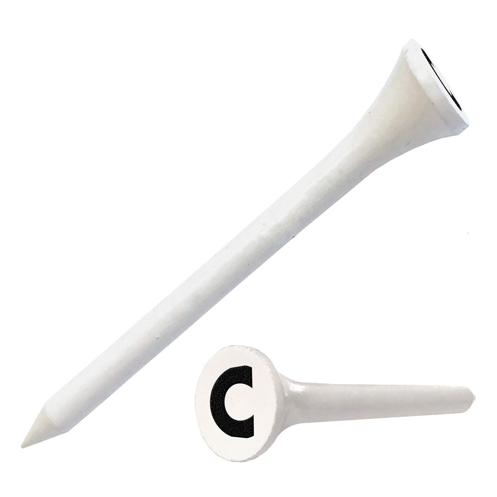 Clip Wipes Golf Tees 2 (100/Pack) Custom TEECUP Imprint - Personalized Monogram Initial Letters (A-Z) (WHT-BLK-C)