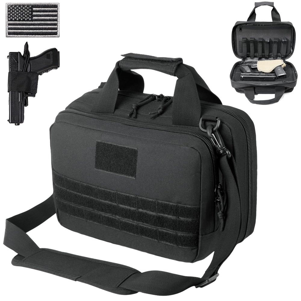 DBTAC Gun Range Bag XS | Tactical 1~2 Pistol Bag Firearm Shooting Case with Lockable Zipper for Handguns and Ammo (Black)
