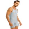 Yartina Men's Athletic One Piece Tank Bodysuit Unitard Wrestling Singlet Sleeveless Veat Leotard Jumpsuit Silver-gray Large view 2