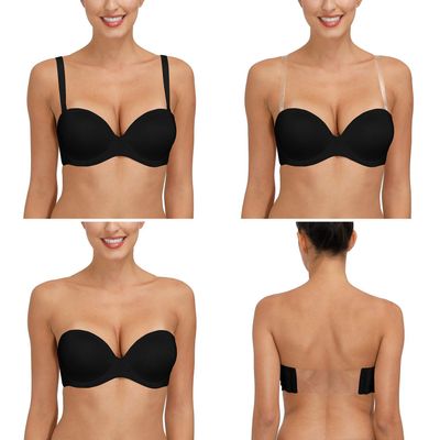Women's Strapless Backless Clear Back Straps Full Figure Coverage Minimizer Convertible Bras for Wedding Plus Size Black,38G