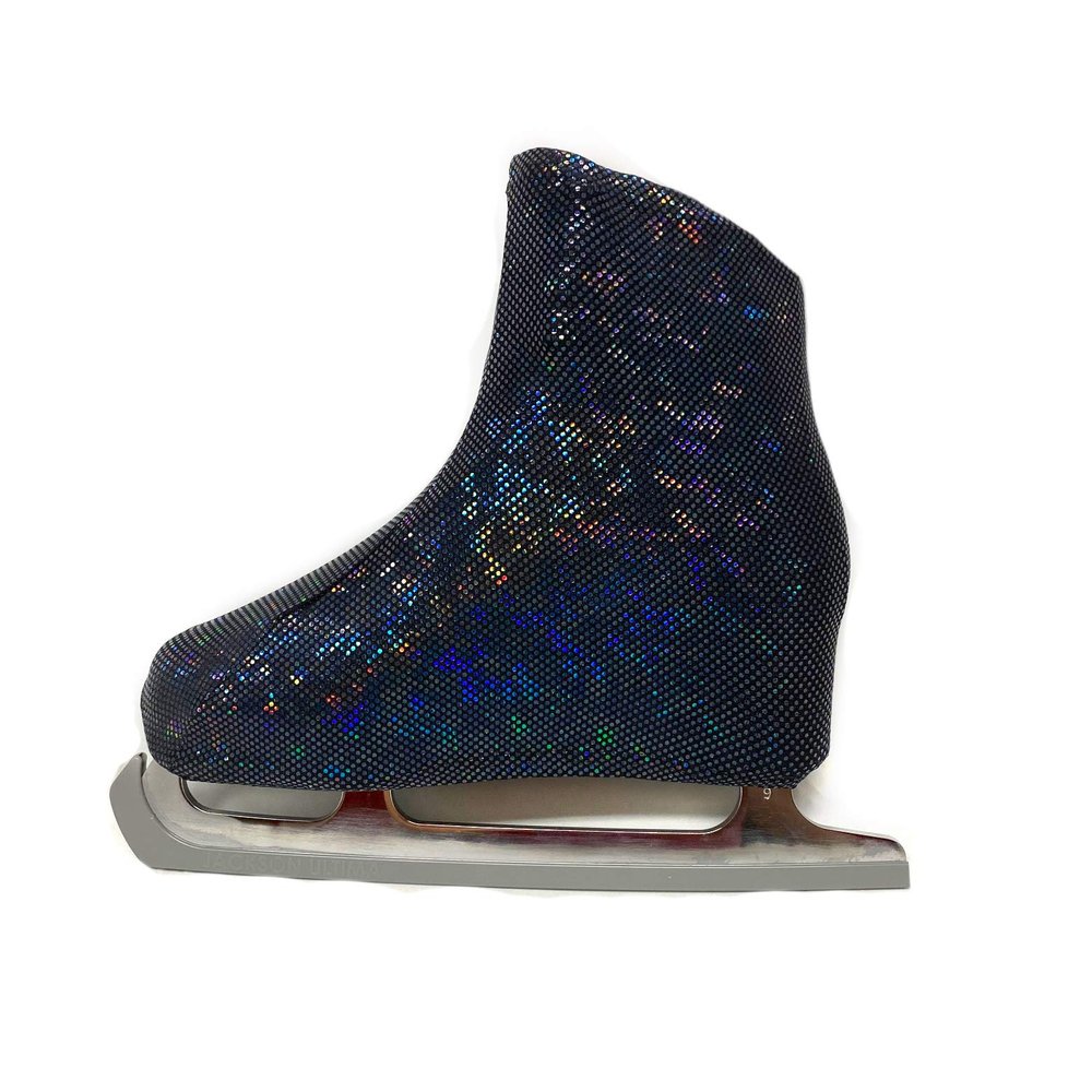 Kami-So Metallic Figure Skates Boot Covers | Hockey Skates Protection Against Scratches, Scuffs, and Dirt | Durable Ice Skating Shoes Cover | Figure Skating Accessories | Disco Black - Child Size