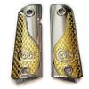 Custom Colt 1911 Grips Full Size Nickel Gold Plated Grips 45/38 Super Commander view 1