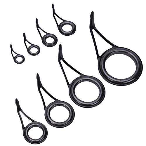 8pcs Single Leg Fishing Rod Guides Replacement, Ceramic Fishing Pole Rod Guide Rings, Casting Rod Eyes and Guides Eyelet Repair Kit Fishing Rod Repair Kit Fishing Guides Eyelets