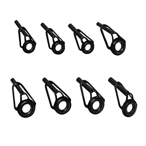 8pcs Fishing Rod Tip Repair Kit Rod Top Tips Replacement Fishing Rod Tips Stainless Steel Ceramic Ring Guide Tips