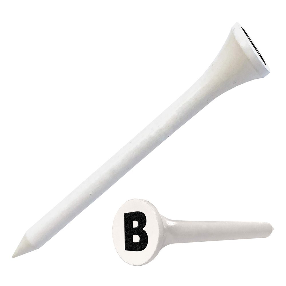 Clip Wipes Golf Tees 2 (100/Pack) Custom TEECUP Imprint - Personalized Monogram Initial Letters (A-Z) (WHT-BLK-B)
