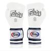 Fairtex Muay Thai Boxing Gloves BGV9 - Heavy Hitter Mexican Style Training & Sparring Gloves for Kick Boxing MMA K1 (White/Blue Piping, 12 oz) view 3
