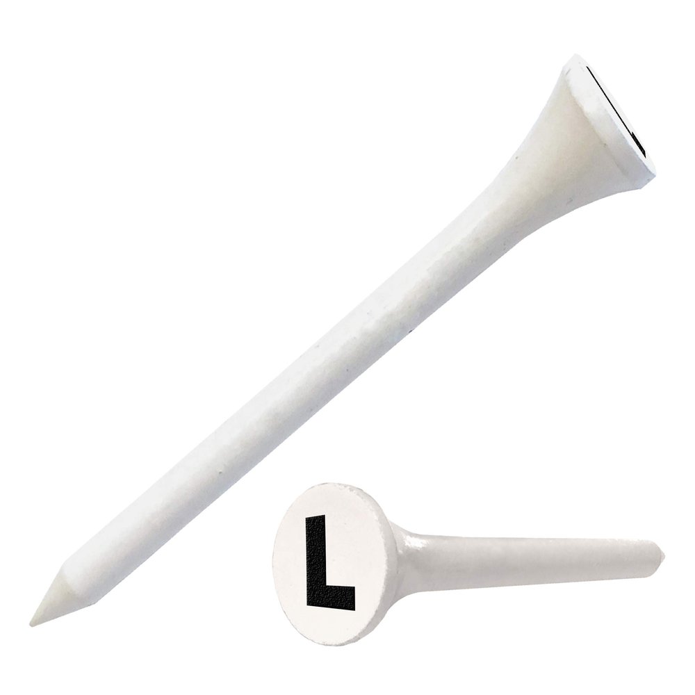 Clip Wipes Golf Tees 2 (100/Pack) Custom TEECUP Imprint - Personalized Monogram Initial Letters (A-Z) (WHT-BLK-L)