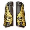 Custom Colt 1911 Grips Full Size Black Gold Plated Grips 45/38 Super Commander view 1