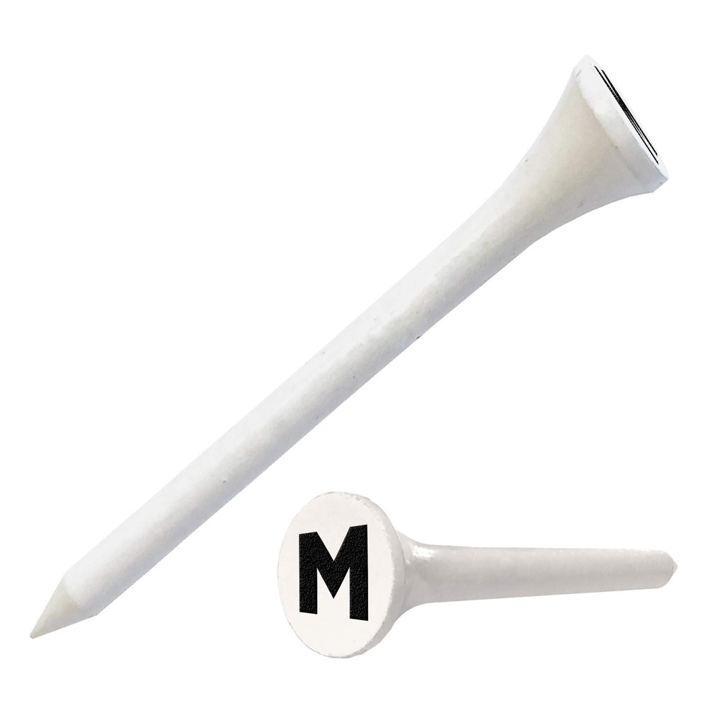 Clip Wipes Golf Tees 2 (100/Pack) Custom TEECUP Imprint - Personalized Monogram Initial Letters (A-Z) (WHT-BLK-M)