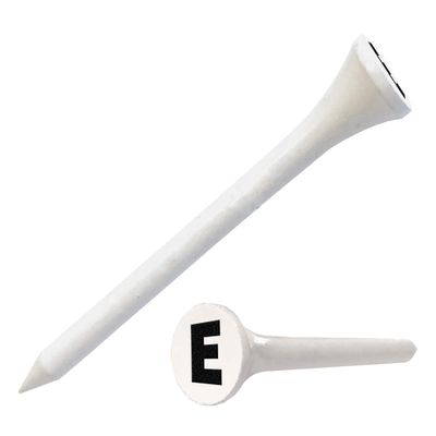 Clip Wipes Golf Tees 2 (100/Pack) Custom TEECUP Imprint - Personalized Monogram Initial Letters (A-Z) (WHT-BLK-E)