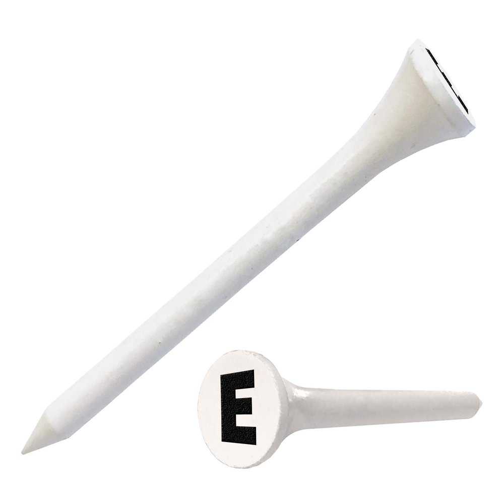 Clip Wipes Golf Tees 2 (100/Pack) Custom TEECUP Imprint - Personalized Monogram Initial Letters (A-Z) (WHT-BLK-E)