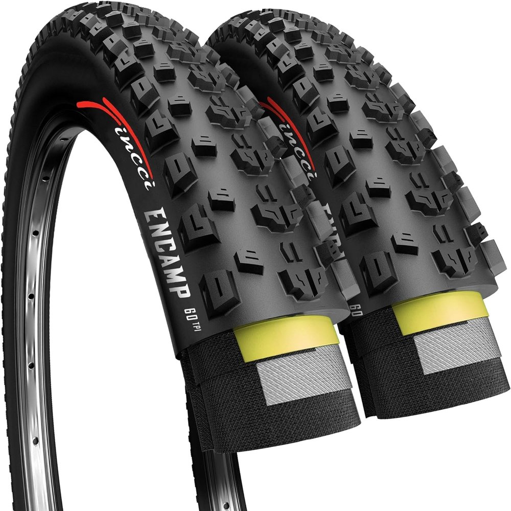 Fincci Pair 27.5 x 2.25 Inch Mountain Bike Tire 57-584 Foldable 60 TPI Tires with Nylon Protection for All Mountain Enduro MTB Hybrid Bike Bicycle - Pack of 2 Encamp
