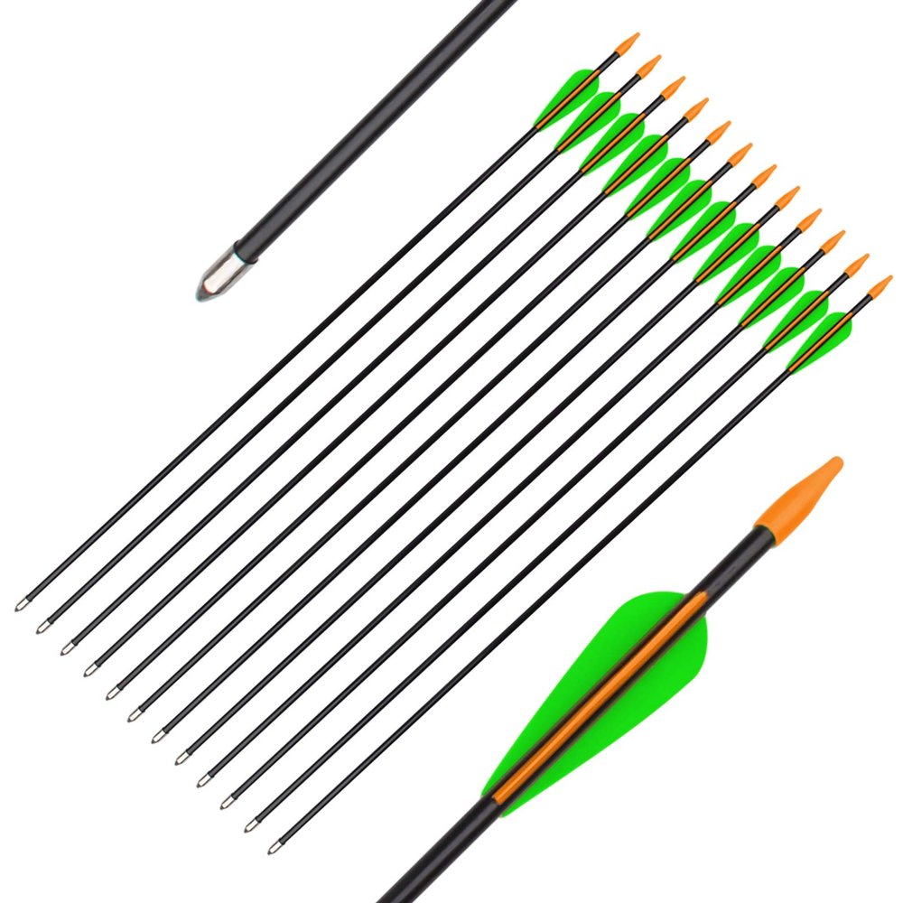 AICHROAD Practice Arrows 24 26 28Inch Targeting Arrow Shooting for Recurve Bows Compoundbow Youth Kids Beginner 24inch 12pcs