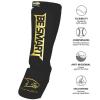 Be Smart Muay Thai MMA Kickboxing Shin Guards, Instep Guard Sparring Protective Gear Equipment Shin Kick Pads for Kids, Youth, Men and Women (Black/Golden, Medium) view 3