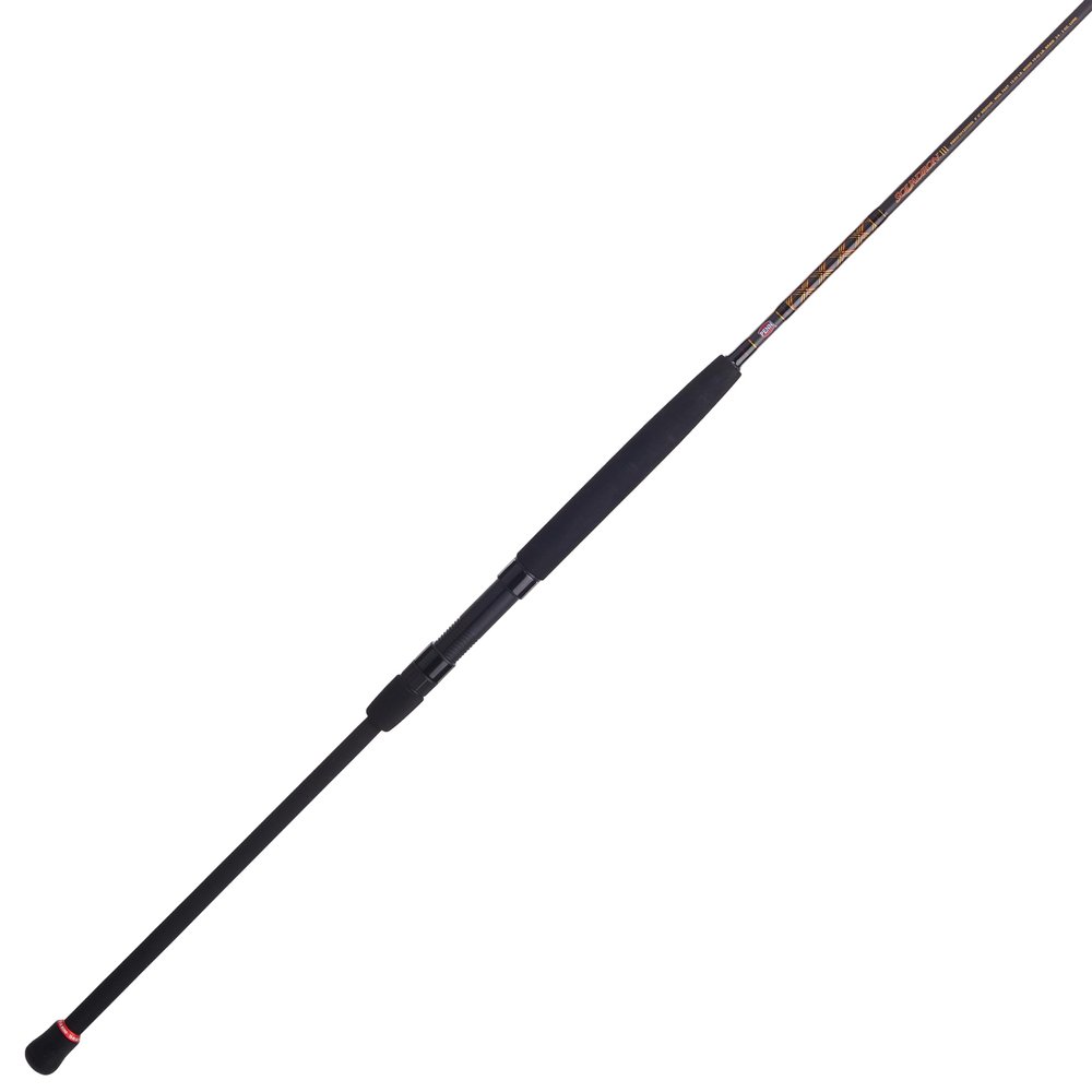 PENN Squadron III 8 Surf Spinning Fishing Rod; 2-Piece, 12-20lb Line Rating, Medium Rod Power, Moderate Fast Action, 3/4-3 oz. Lure Rating, Titanium/Red/Gold
