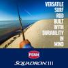 PENN Squadron III 8 Surf Spinning Fishing Rod; 2-Piece, 12-20lb Line Rating, Medium Rod Power, Moderate Fast Action, 3/4-3 oz. Lure Rating, Titanium/Red/Gold view 2