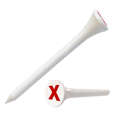 Clip Wipes Logo Golf Tees 2 (100/Pack) Custom TEECUP Imprint - Personalized Monogram Initial Letters (A-Z) (WHT-RED-X)