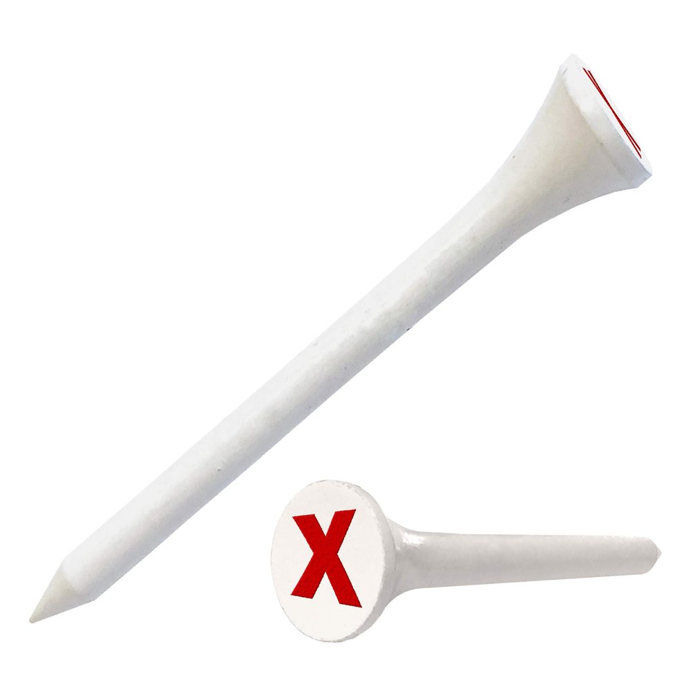 Clip Wipes Logo Golf Tees 2 (100/Pack) Custom TEECUP Imprint - Personalized Monogram Initial Letters (A-Z) (WHT-RED-X)