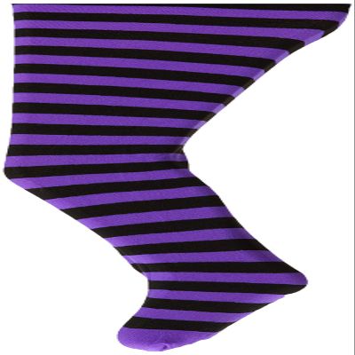 Jefferies Socks Girl's Striped Tights 1 Pack, Purple/Black, 10-14 Years
