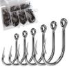 60PCS/Box DERKERL Fishing Hooks, Extra Strong Fish Hooks Stainless Steel Fishing Hooks 6 Sizes: 4/0 5/0 6/0 7/0 8/0 9/0# view 1