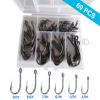 60PCS/Box DERKERL Fishing Hooks, Extra Strong Fish Hooks Stainless Steel Fishing Hooks 6 Sizes: 4/0 5/0 6/0 7/0 8/0 9/0# view 2