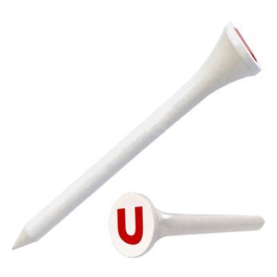Clip Wipes Logo Golf Tees 2 (100/Pack) Custom TEECUP Imprint - Personalized Monogram Initial Letters (A-Z) (WHT-RED-U)