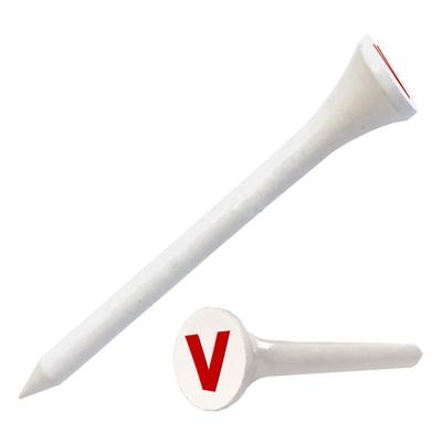 Clip Wipes Logo Golf Tees 2 (100/Pack) Custom TEECUP Imprint - Personalized Monogram Initial Letters (A-Z) (WHT-RED-V)