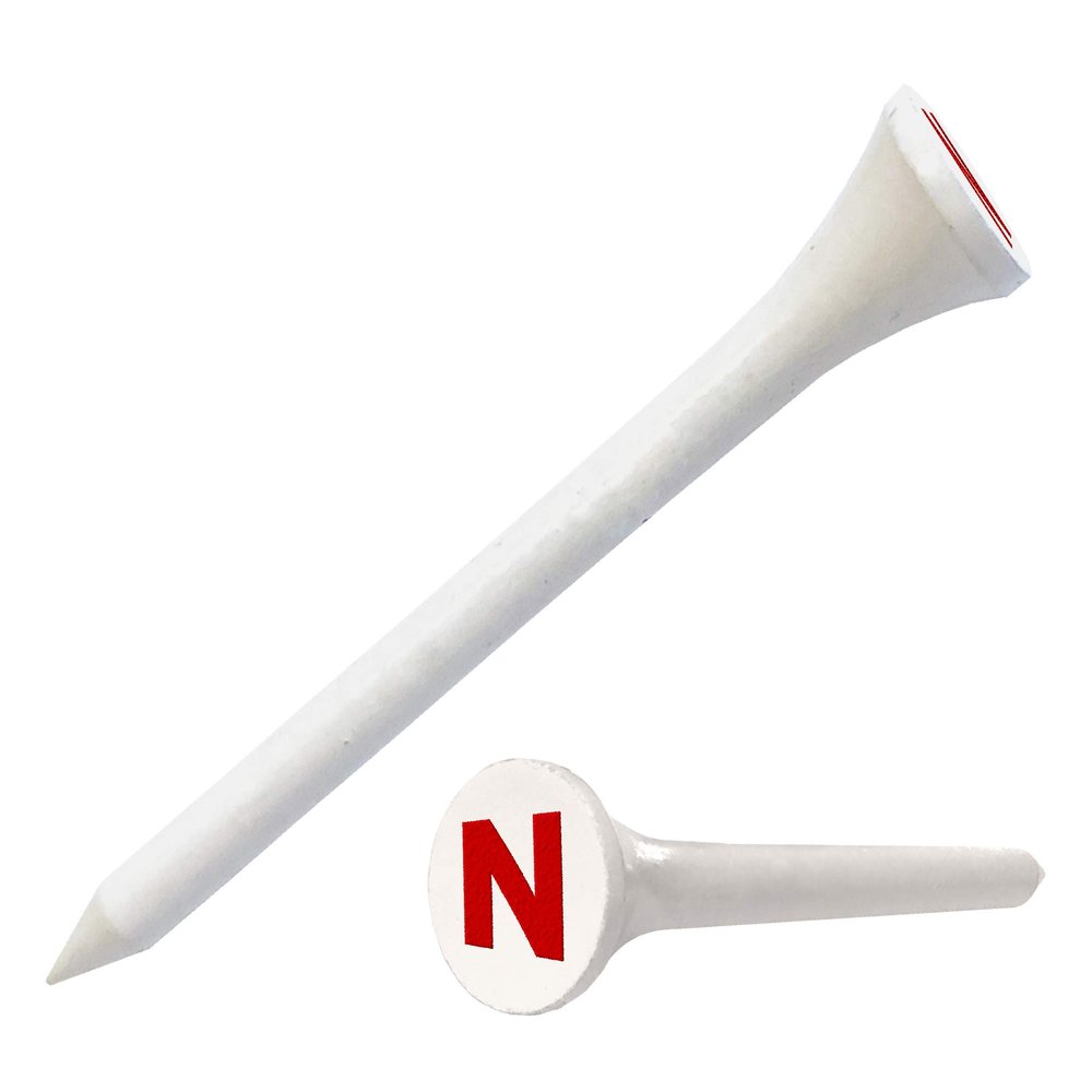 Clip Wipes Logo Golf Tees 2 (100/Pack) Custom TEECUP Imprint - Personalized Monogram Initial Letters (A-Z) (WHT-RED-N)