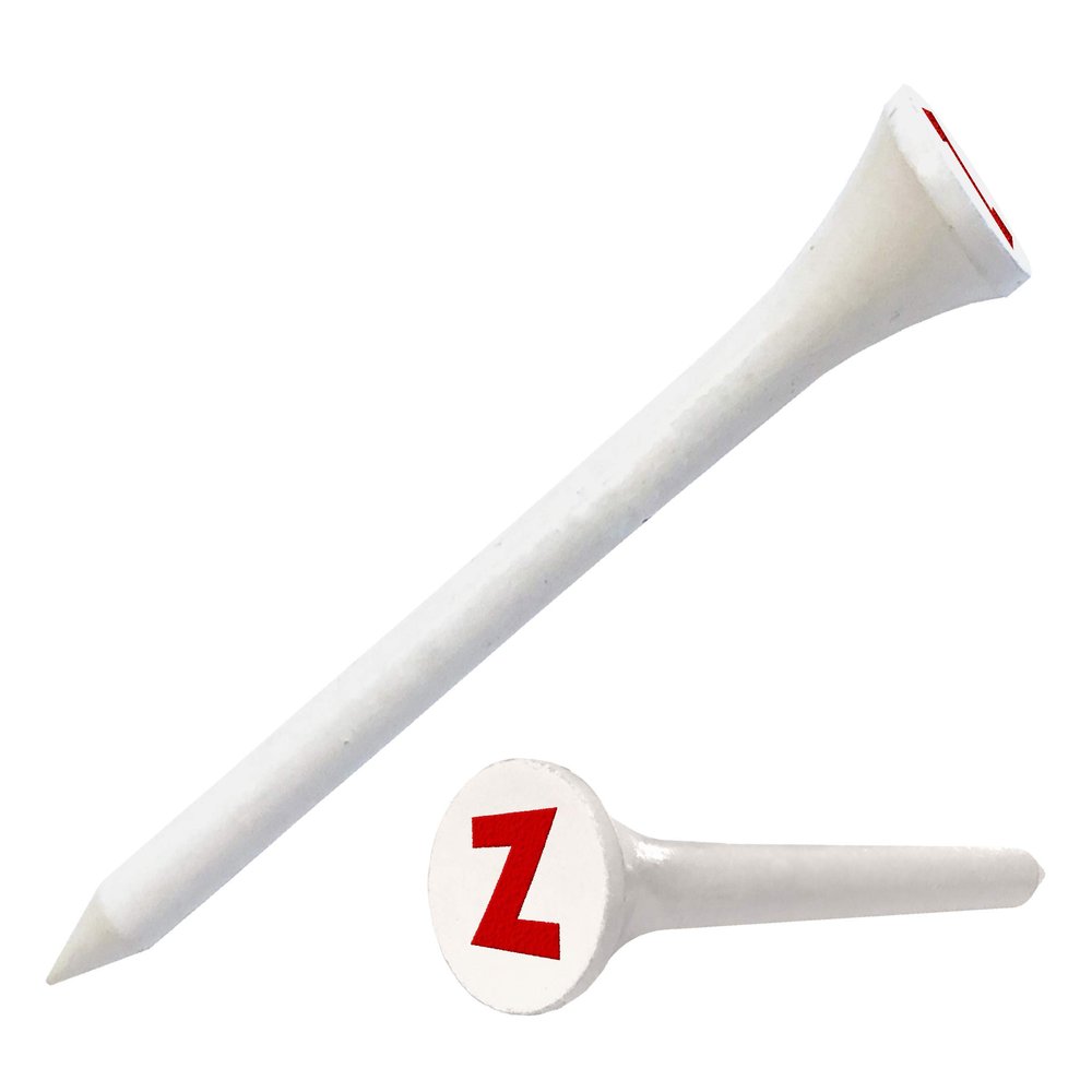 Clip Wipes Logo Golf Tees 2 (100/Pack) Custom TEECUP Imprint - Personalized Monogram Initial Letters (A-Z) (WHT-RED-Z)