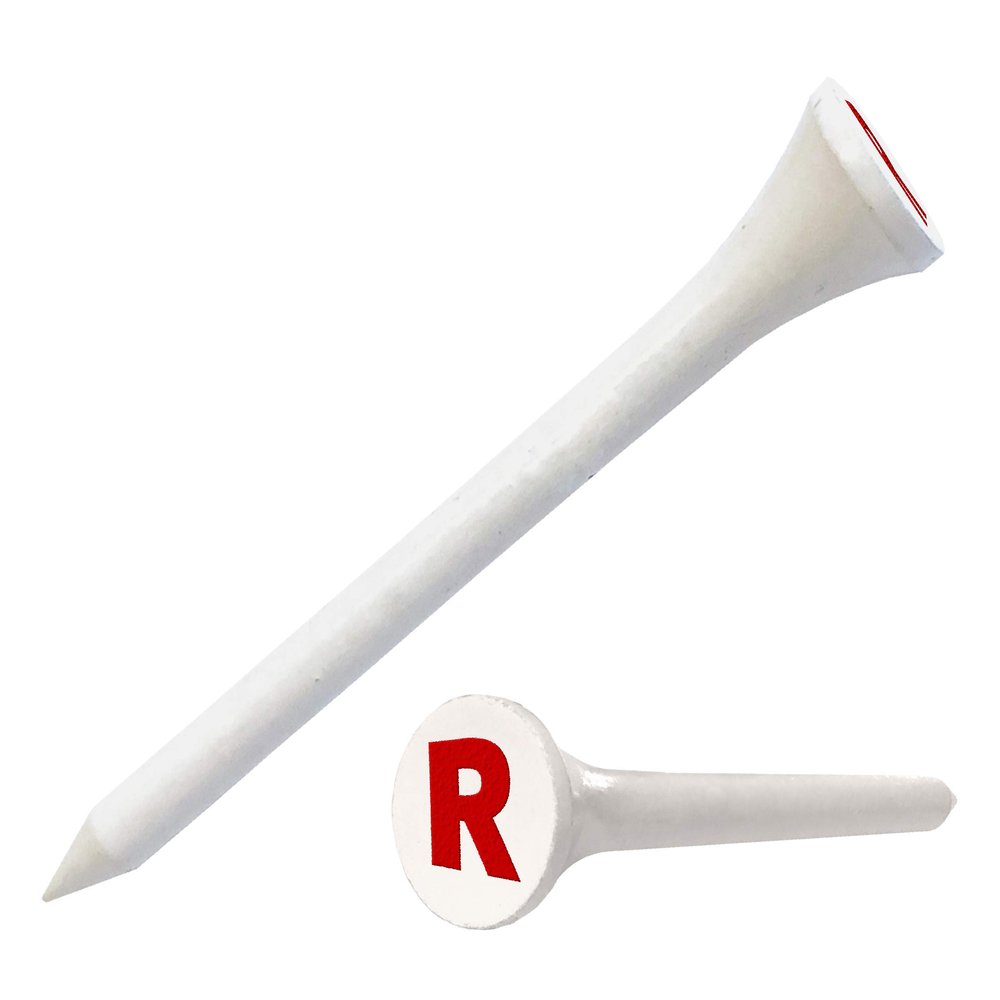 Clip Wipes Logo Golf Tees 2 (100/Pack) Custom TEECUP Imprint - Personalized Monogram Initial Letters (A-Z) (WHT-RED-R)
