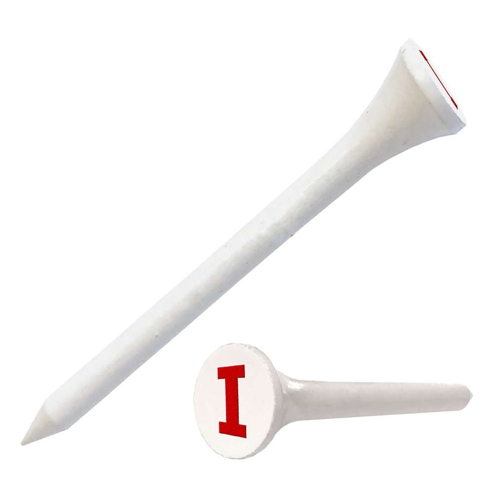 Clip Wipes Logo Golf Tees 2 (100/Pack) Custom TEECUP Imprint - Personalized Monogram Initial Letters (A-Z) (WHT-RED-I)