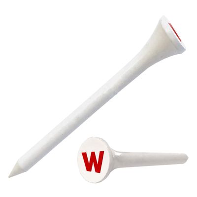 Clip Wipes Logo Golf Tees 2 (100/Pack) Custom TEECUP Imprint - Personalized Monogram Initial Letters (A-Z) (WHT-RED-W)