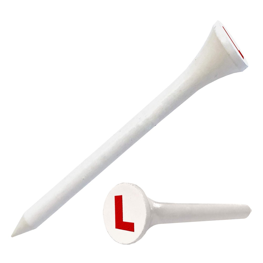Clip Wipes Logo Golf Tees 2 (100/Pack) Custom TEECUP Imprint - Personalized Monogram Initial Letters (A-Z) (WHT-RED-L)