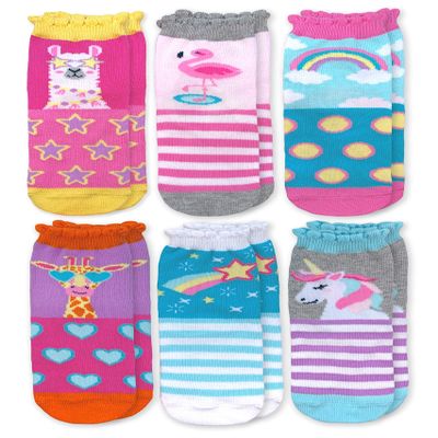 Jefferies Socks Girls Girl s Unicorn Llama Giraffe Flamingo Novelty Pattern Crew Socks 6 Pack Multi X Sm, Multi, X-Small US