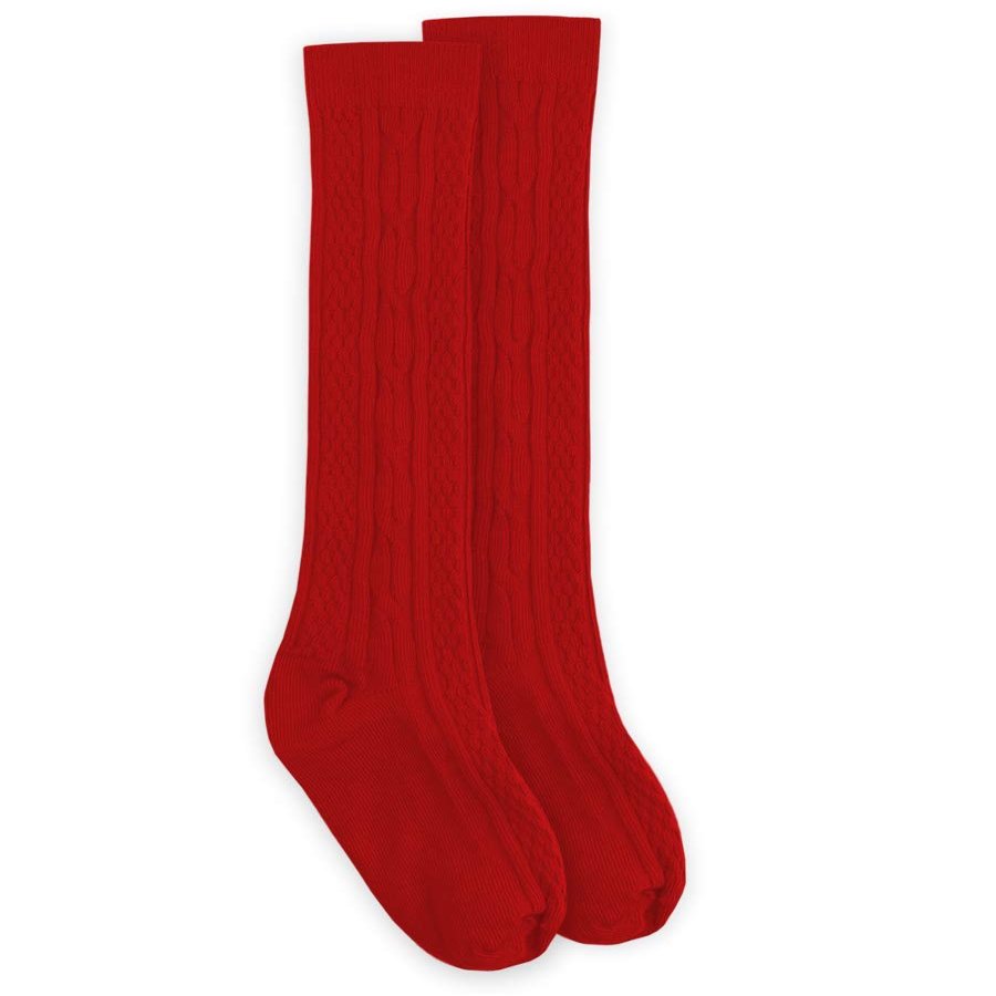Jefferies Socks Girl's Cable Knit Fashion Knee High 1 Pack, Red, 12-24 Months, Red, 12-24 Months US