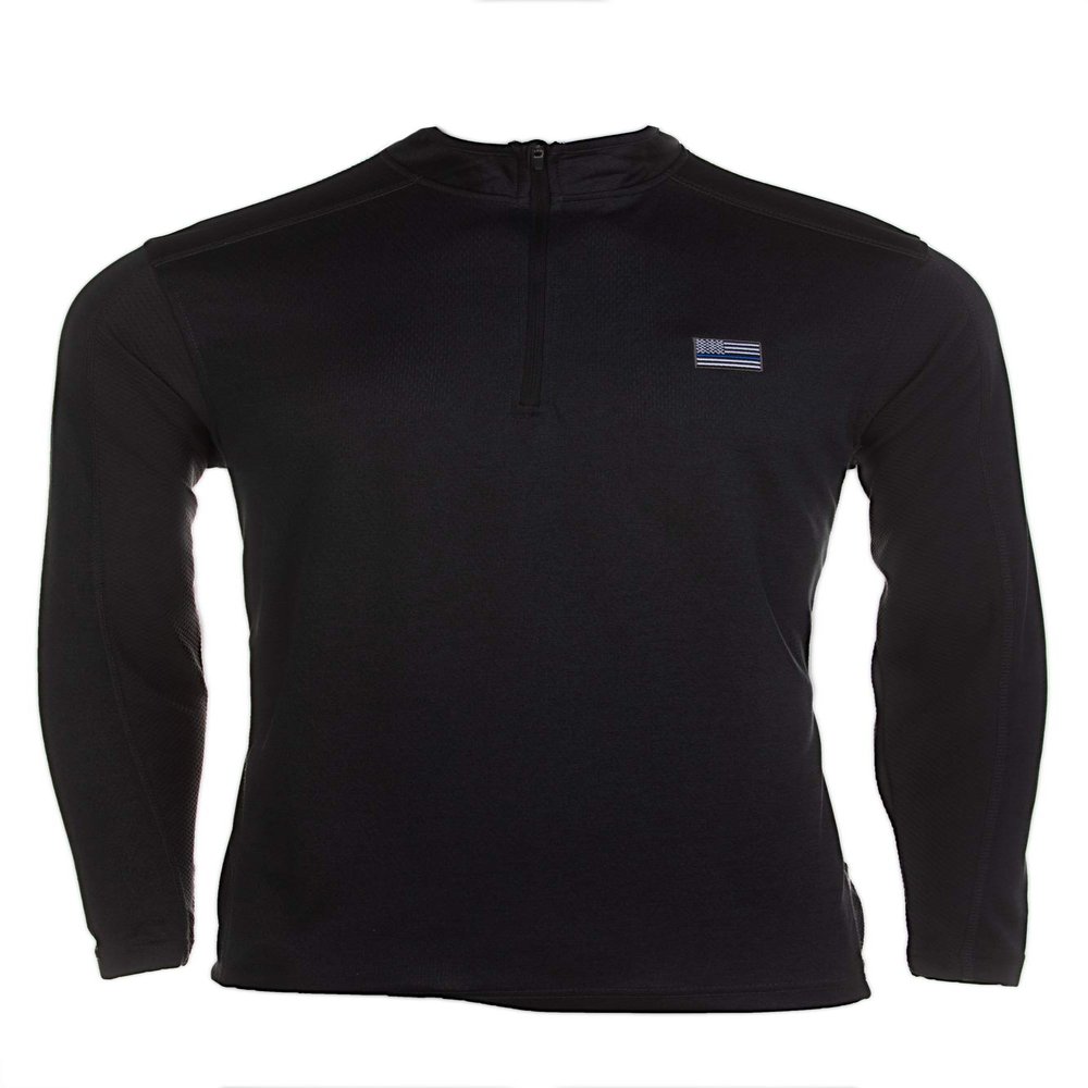 Farm Blue Mens Workout Zip Pullover-Thin Blue Line American Flag Logo (BLK-3XL)