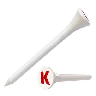 Clip Wipes Logo Golf Tees 2 (100/Pack) Custom TEECUP Imprint - Personalized Monogram Initial Letters (A-Z) (WHT-RED-K)