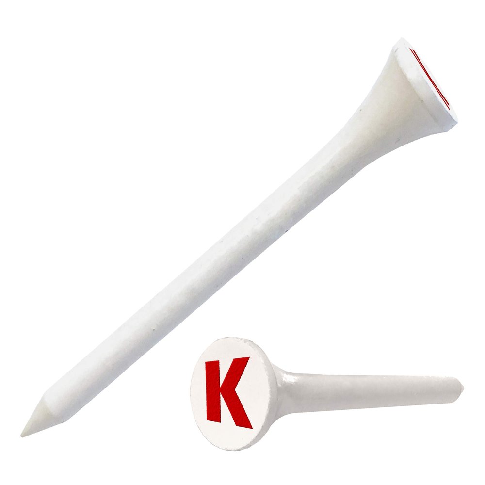 Clip Wipes Logo Golf Tees 2 (100/Pack) Custom TEECUP Imprint - Personalized Monogram Initial Letters (A-Z) (WHT-RED-K)