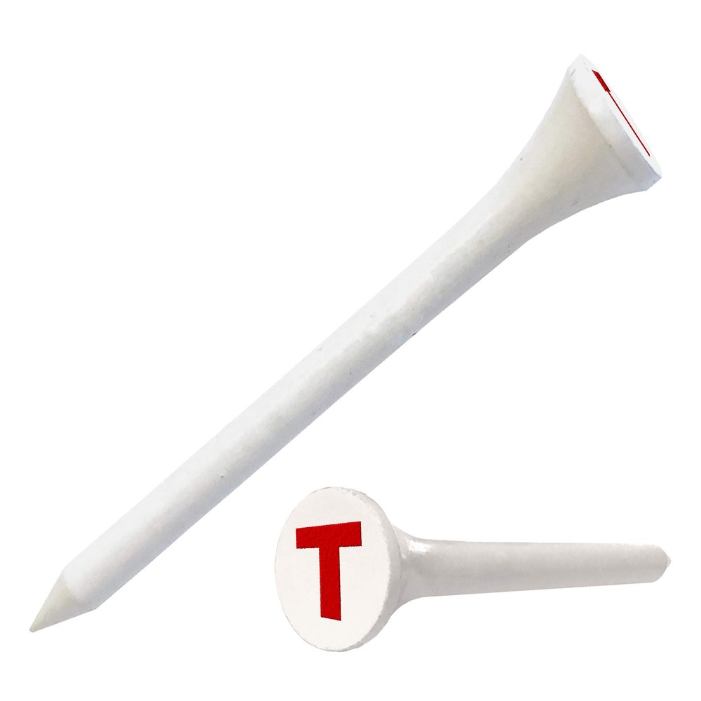 Clip Wipes Logo Golf Tees 2 (100/Pack) Custom TEECUP Imprint - Personalized Monogram Initial Letters (A-Z) (WHT-RED-T)