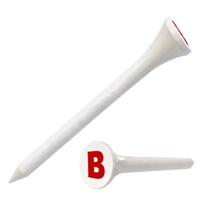 Clip Wipes Logo Golf Tees 2 (100/Pack) Custom TEECUP Imprint - Personalized Monogram Initial Letters (A-Z) (WHT-RED-B)