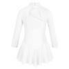 easyforever Kids Girls Ice Figure Skating Roller Skater Leotard Dress Floral Lace Long Sleeve Tutu Skirt Dancewear White 2 12 view 2