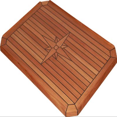 ZY Teak Table Top with Nautic Star and Cut Corners 4 Sizes Marine Boat RV Caravan (TT6584+P3)