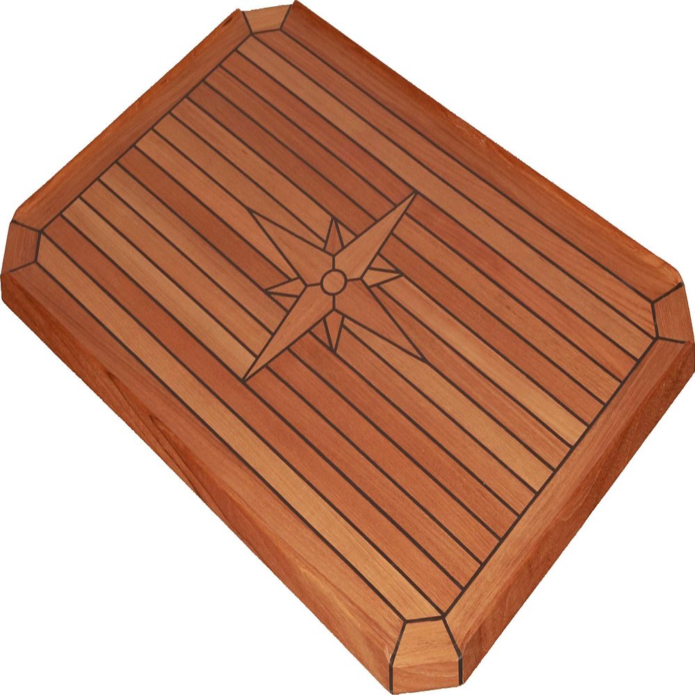 ZY Teak Table Top with Nautic Star and Cut Corners 4 Sizes Marine Boat RV Caravan (TT6584+P3)